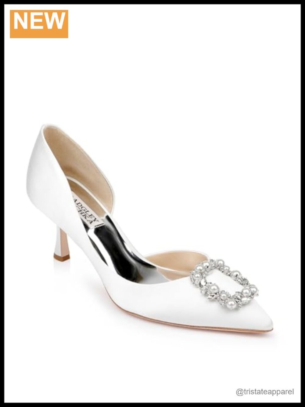 Satin Slingback Kitten Heel Pump with Crystal Buckle